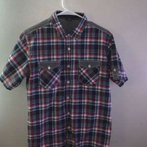 Brand vese just a reg red,white and blue botton up